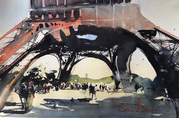 David Heywood 'Eiffel Tower' Original Watercolour 